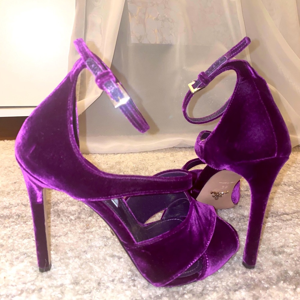 Prada purple velvet strappy slingback sandals IT38 - Picture 4 of 4